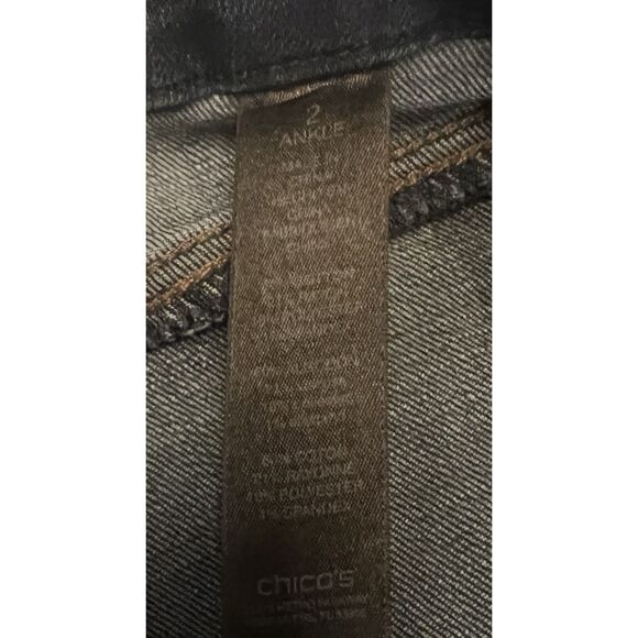 Chico's So Slimming Girlfriend Ankle Jeans Size 12 Dark Wash Stretch Denim - Picture 7 of 7